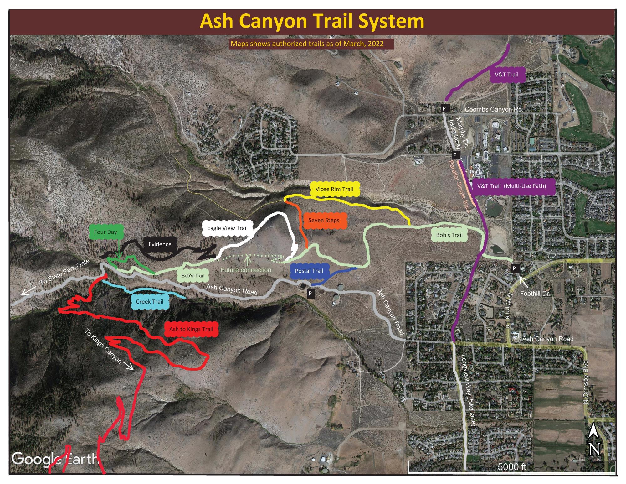 Ash Canyon Trail System Map